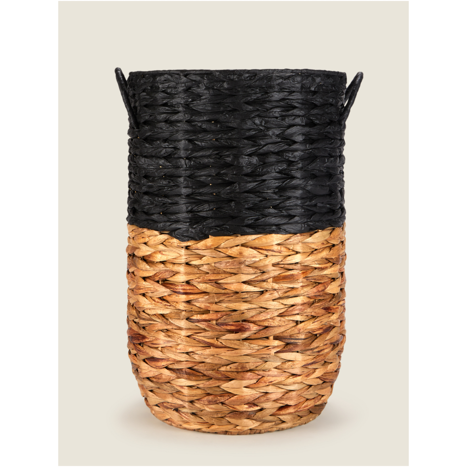 George Black Water Hyacinth & Paper Rope Open Laundry Bin