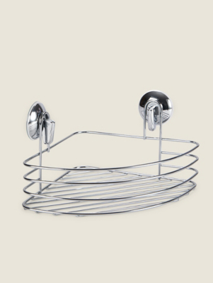 Chrome Effect Wire Corner Shower Basket Home at ASDA
