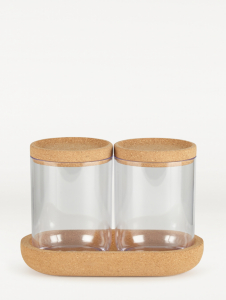 Just Wellness Two Canisters With Cork Lid And Tray