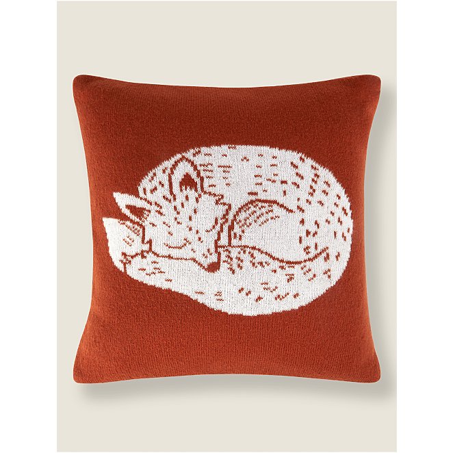 Orange Knitted Fox Cushion Home George At Asda