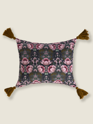 Black Extraordinary Floral Cushion Home at ASDA