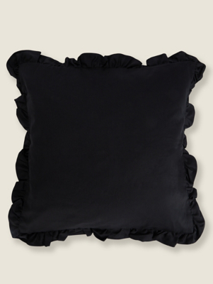 Black Frill Trim Cushion Home at ASDA