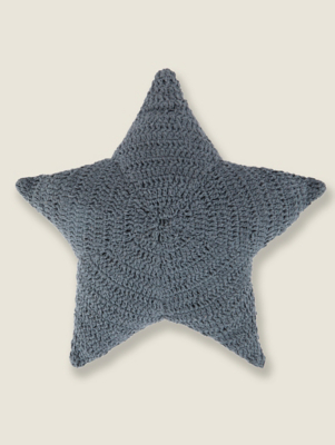 Grey Star Crochet Cushion Home at ASDA