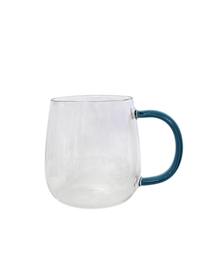 Clear Glass Mug With Blue Handle Home at ASDA