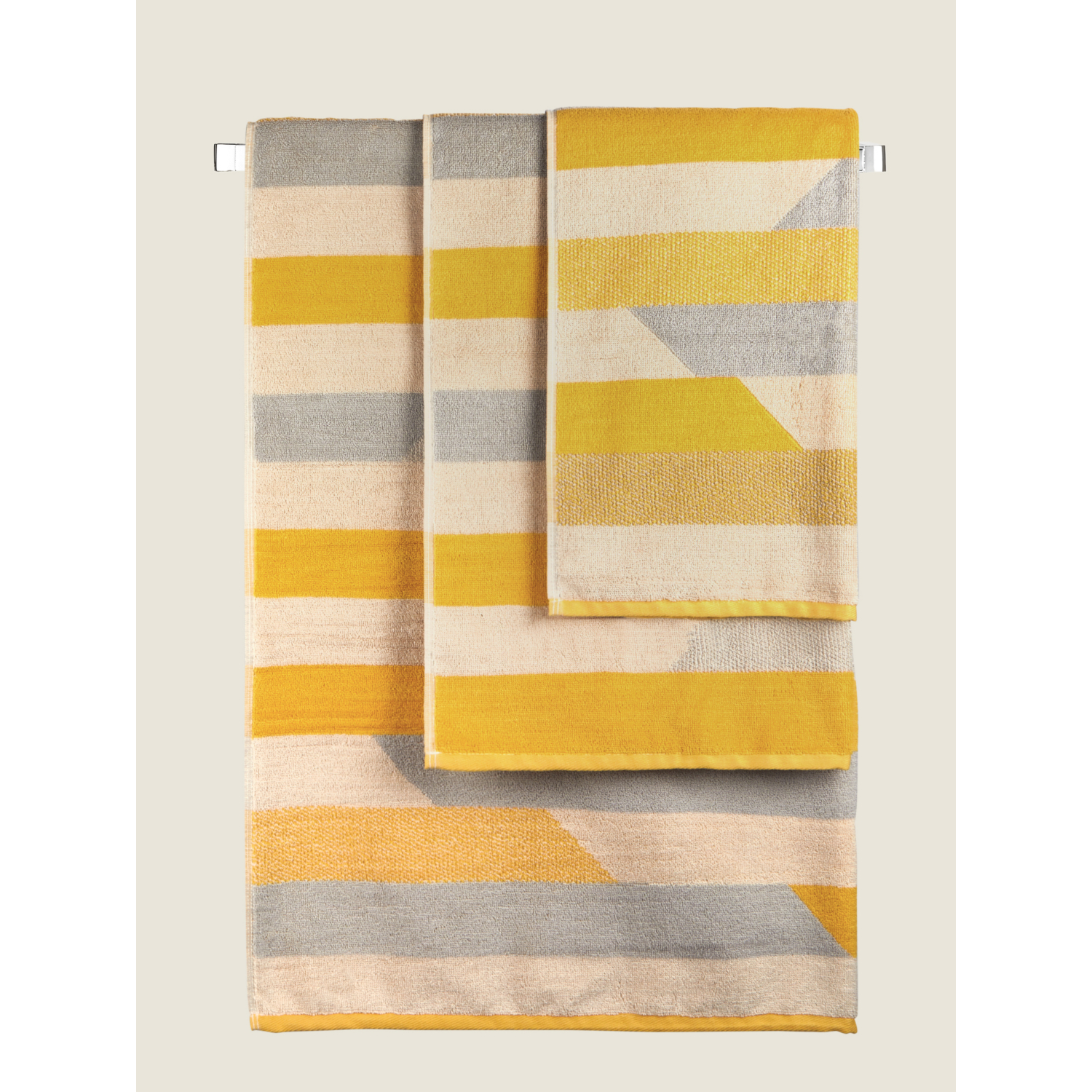 George Yellow & Grey Grey And Yellow Stripe Towel Range