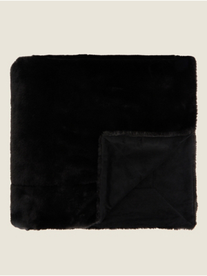 Plain Faux Fur Throw Home at ASDA
