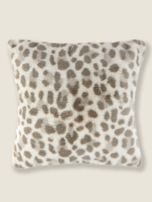 Leopard Print Faux Fur Cushion Cover Home at ASDA