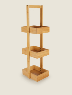 Natural Bamboo 3 Tier Storage Caddy Home at ASDA