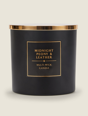 Midnight Peony & Leather XL Multiwick Candle Home at ASDA