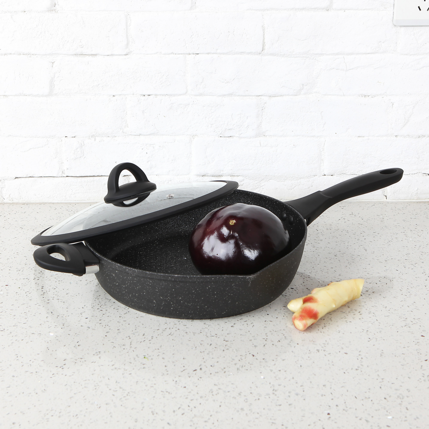 George Black Marble Soft Grip 28Cm Sauté Pan