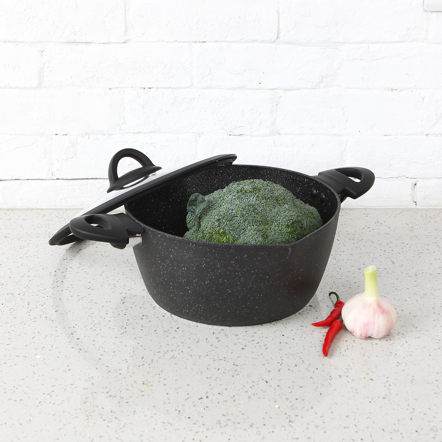 George Black Marble Soft Grip 24Cm Stockpot