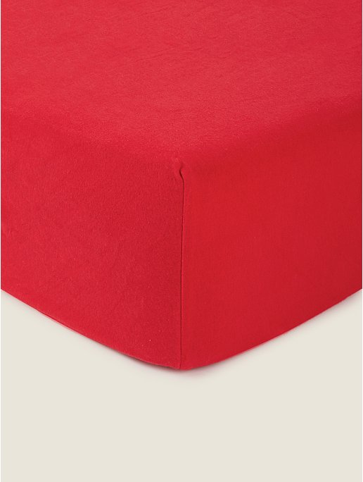Red Brushed Cotton Fitted Sheet