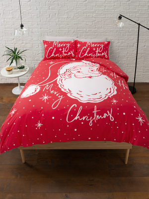 Christmas Santa Panel Duvet Set Home at ASDA
