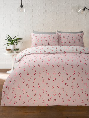 Christmas Candy Canes Duvet Set Home at ASDA