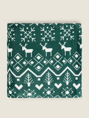 Green Christmas Fairisle SuperSoft Throw Home at ASDA