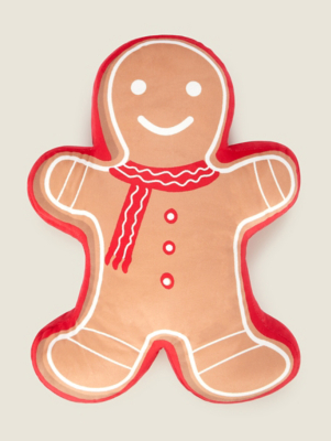 Brown Christmas Gingerbread ManShaped Cushion Home at ASDA