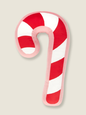 Red Christmas Candy CaneShaped Cushion Home at ASDA