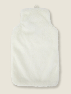 Cream Faux Fur Hot Water Bottle Home at ASDA