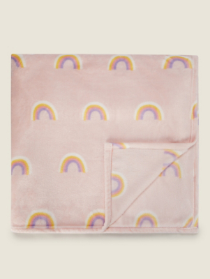 Pink Rainbow Fleece Blanket Home at ASDA