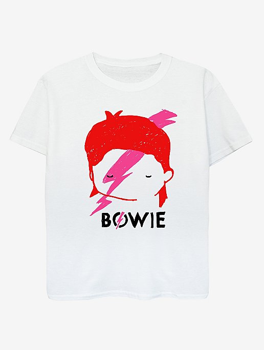 NW2 David Bowie Lightning Bolt Sketch Kids White T-Shirt | Collections |  George at ASDA