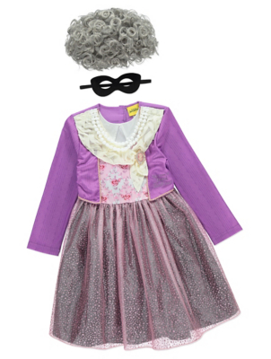 Childs David Walliams Gangster Granny Fancy Dress Book Day Costume & Wig Smiffys