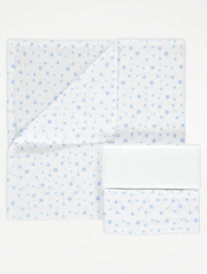 Blue Patterned Muslin Squares 3 Pack 