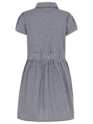 Girls Navy Plus Fit Gingham School Dress | School | George