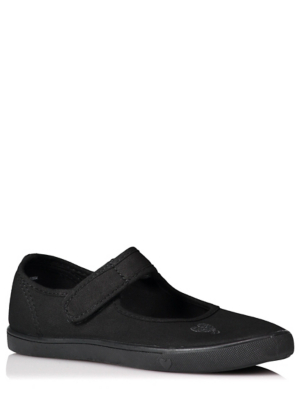 Girls Black Heart School Plimsolls 