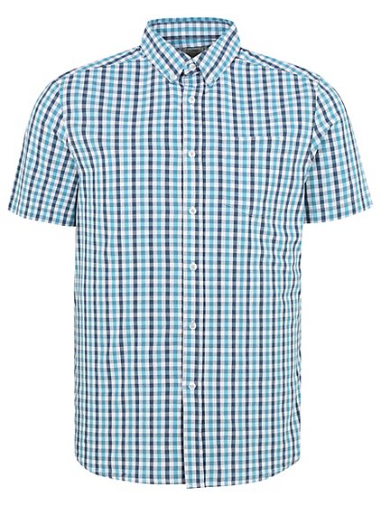 Short Sleeve Gingham Shirt – Aqua | Men | George