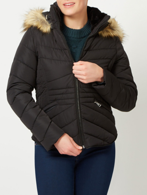 women's short coats with fur hood