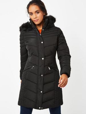 womens padded parka with fur hood