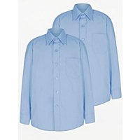 Boys Light Blue Plus Fit Long Sleeve School Shirt 2 Pack | School ...