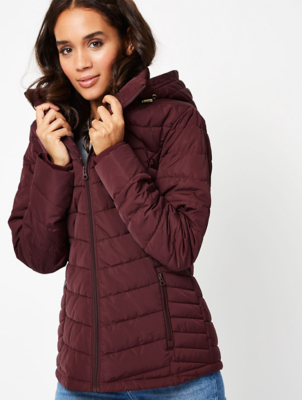 burgundy coat with hood