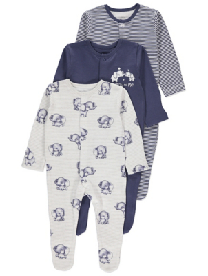 elephant print baby grow