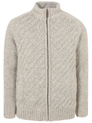 mens chunky knit zip up cardigan