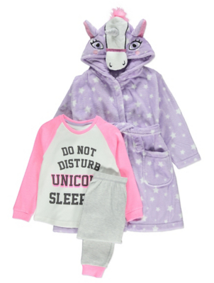 3 Piece Unicorn Print Pyjamas and 