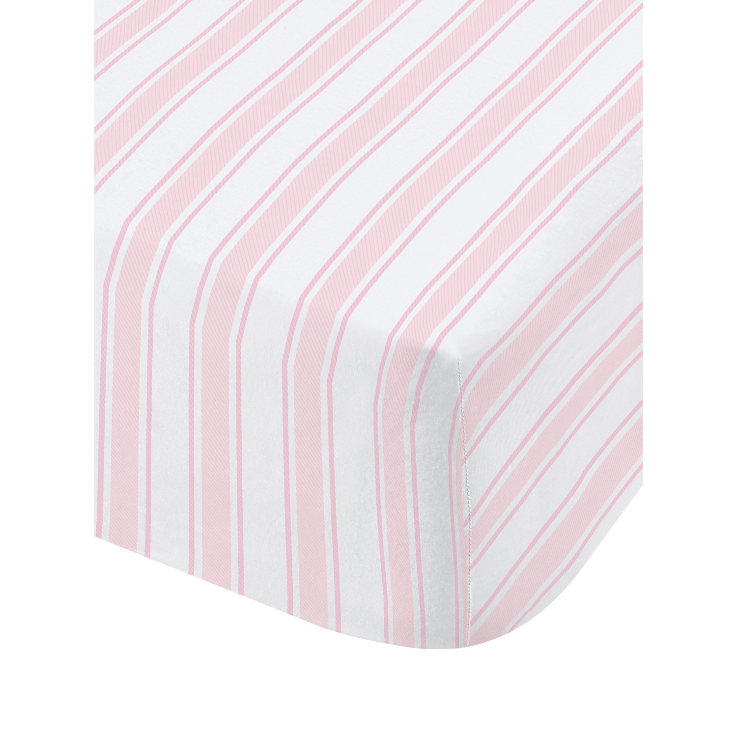 Bianca Check and Stripe Cotton Single Fitted Sheet Pink - Image 4