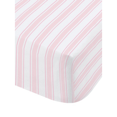 Bianca Pink Check and Stripe 100% Cotton Standard (25cm) Fitted Sheet - Single / Pink
