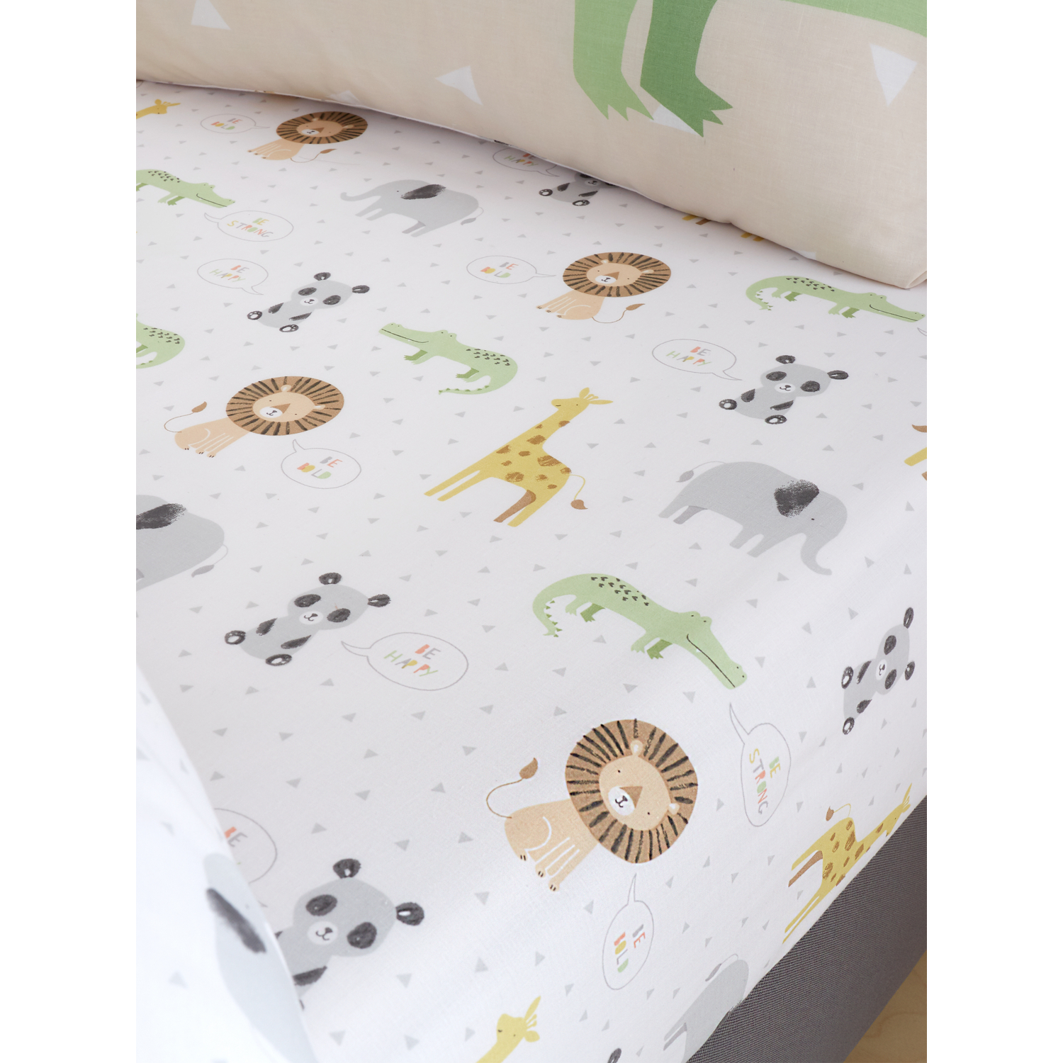 Cat Natural Catherine Lansfield Roarsome Zoo Animals Fitted Sheet