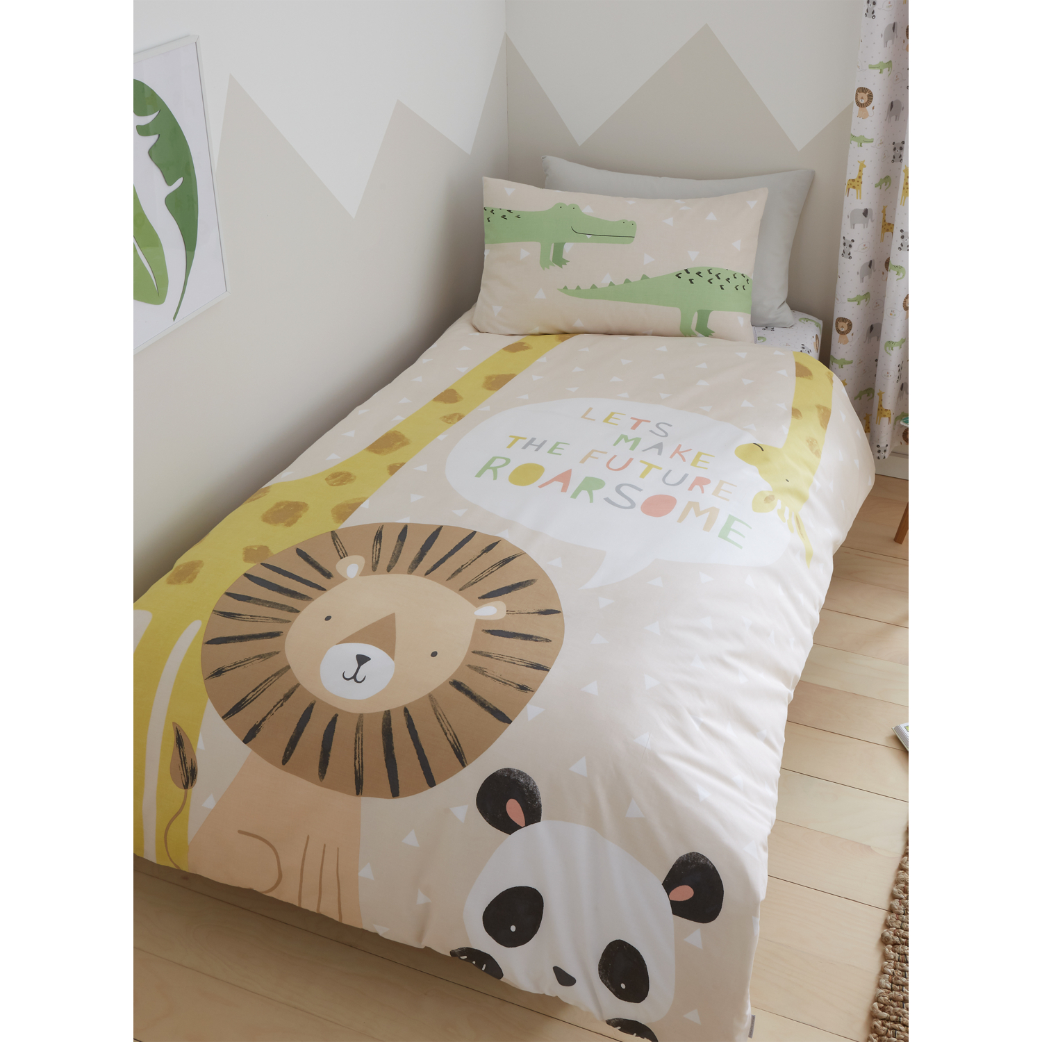 Cat Natural Catherine Lansfield Roarsome Zoo Animal Duvet Cover Set