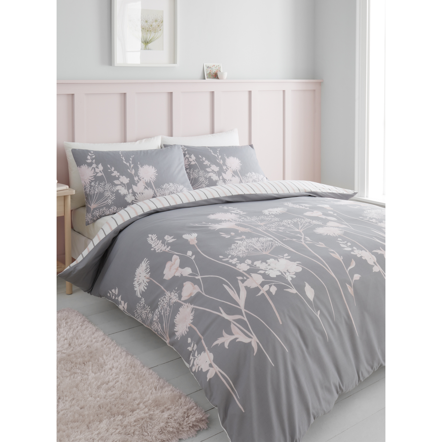 Cat Pink Catherine Lansfield Meadowsweet Floral Duvet Set