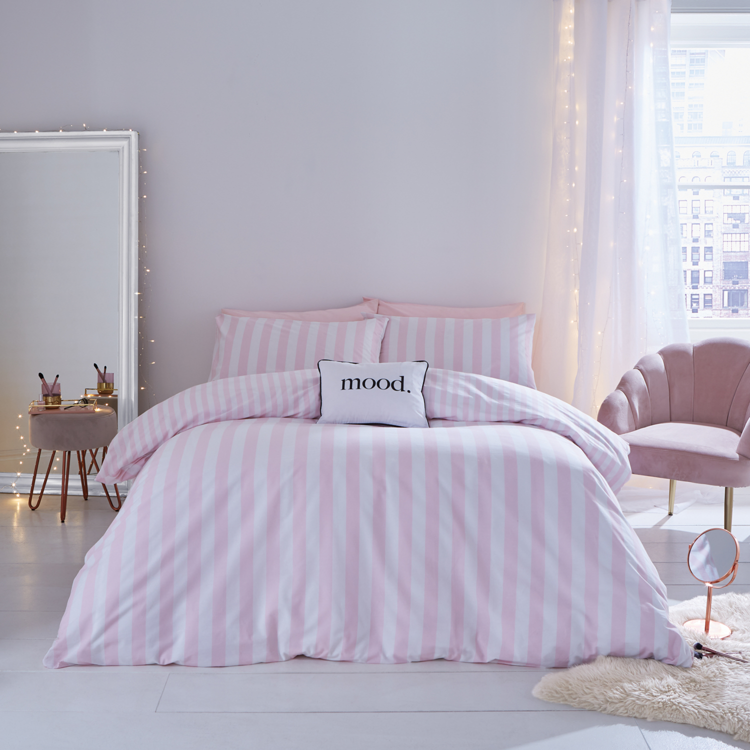 Sassy Pink B Stripe Tease Duvet Cover Set