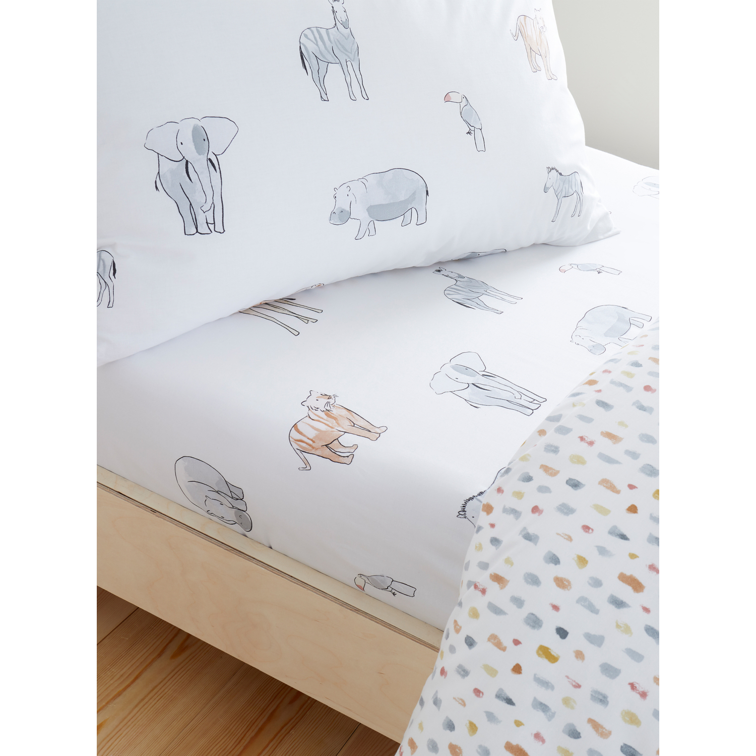 Bianca Zoo Animals Cotton Double Fitted Sheet White - Image 5