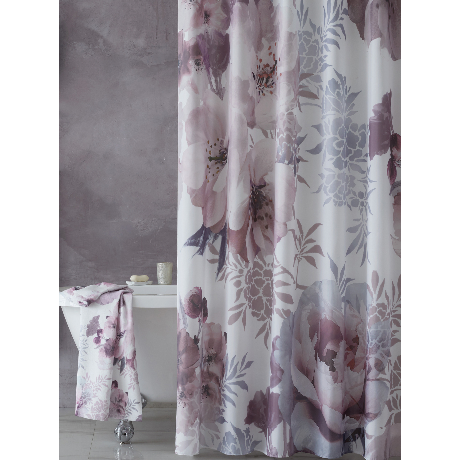 Catherine Lansfield  Dramatic Floral Shower Curtain - Blush Pink - 180x180cm - Image 9