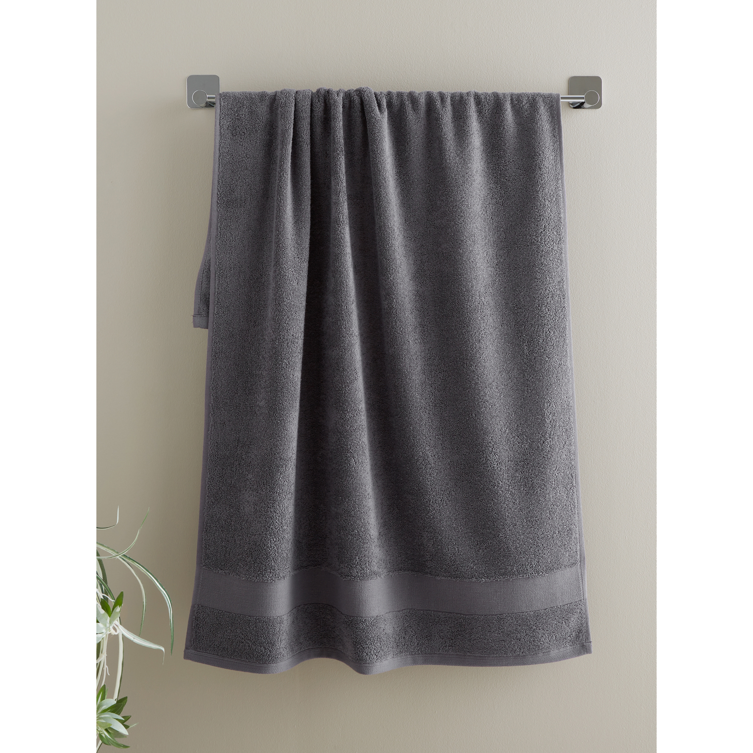 B&Q -  Anti-Bacterial Cotton 50X85Cm Hand Towel Charcoal Grey - Image 5