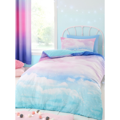Catherine Lansfield Ombre Rainbow Clouds Pastel Reversible Duvet Set - Double / Multi