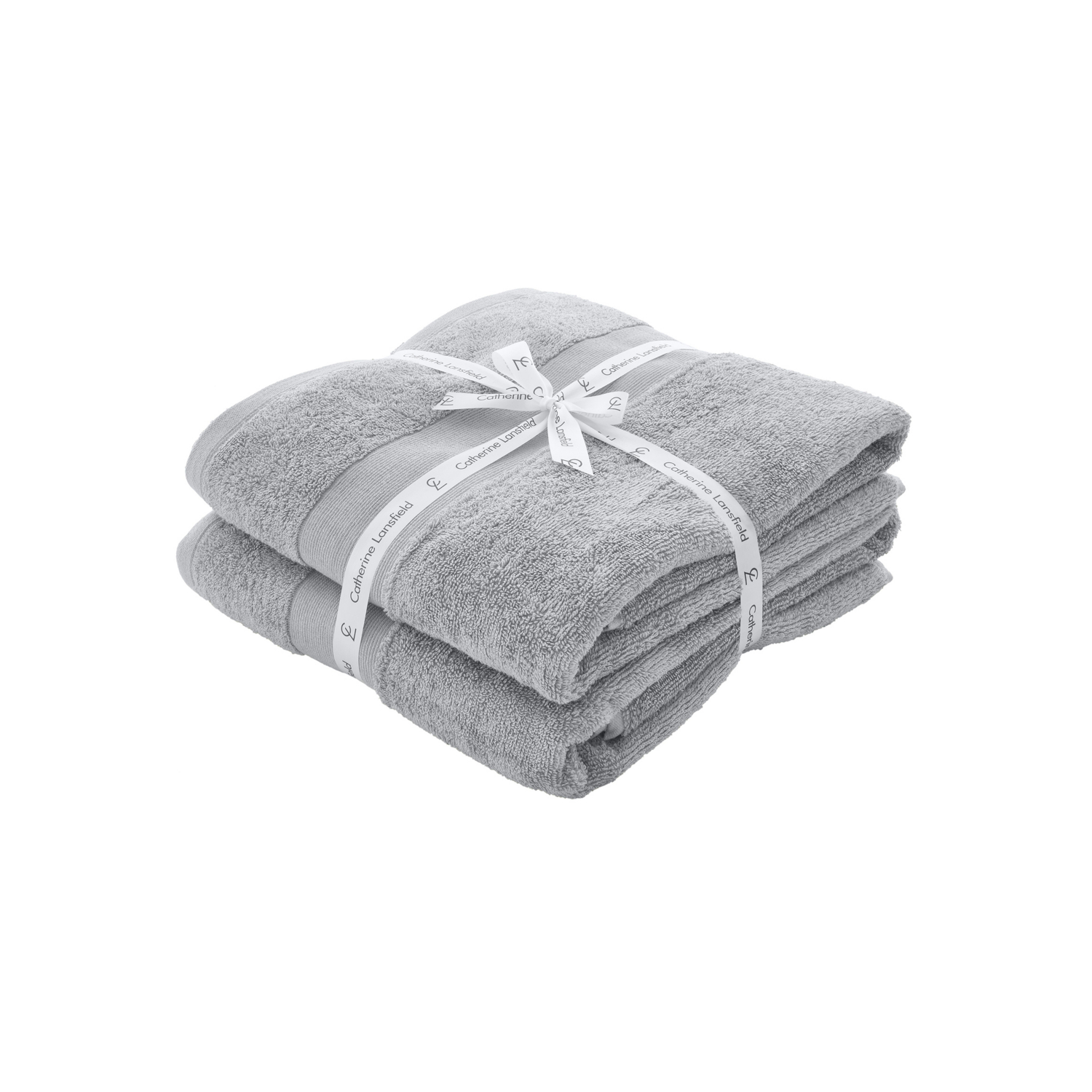 Catherine Lansfield Bathroom Anti Bacterial 500 gsm Soft & Absorbent Cotton Bath Sheet Pair Silver Grey - Image 4