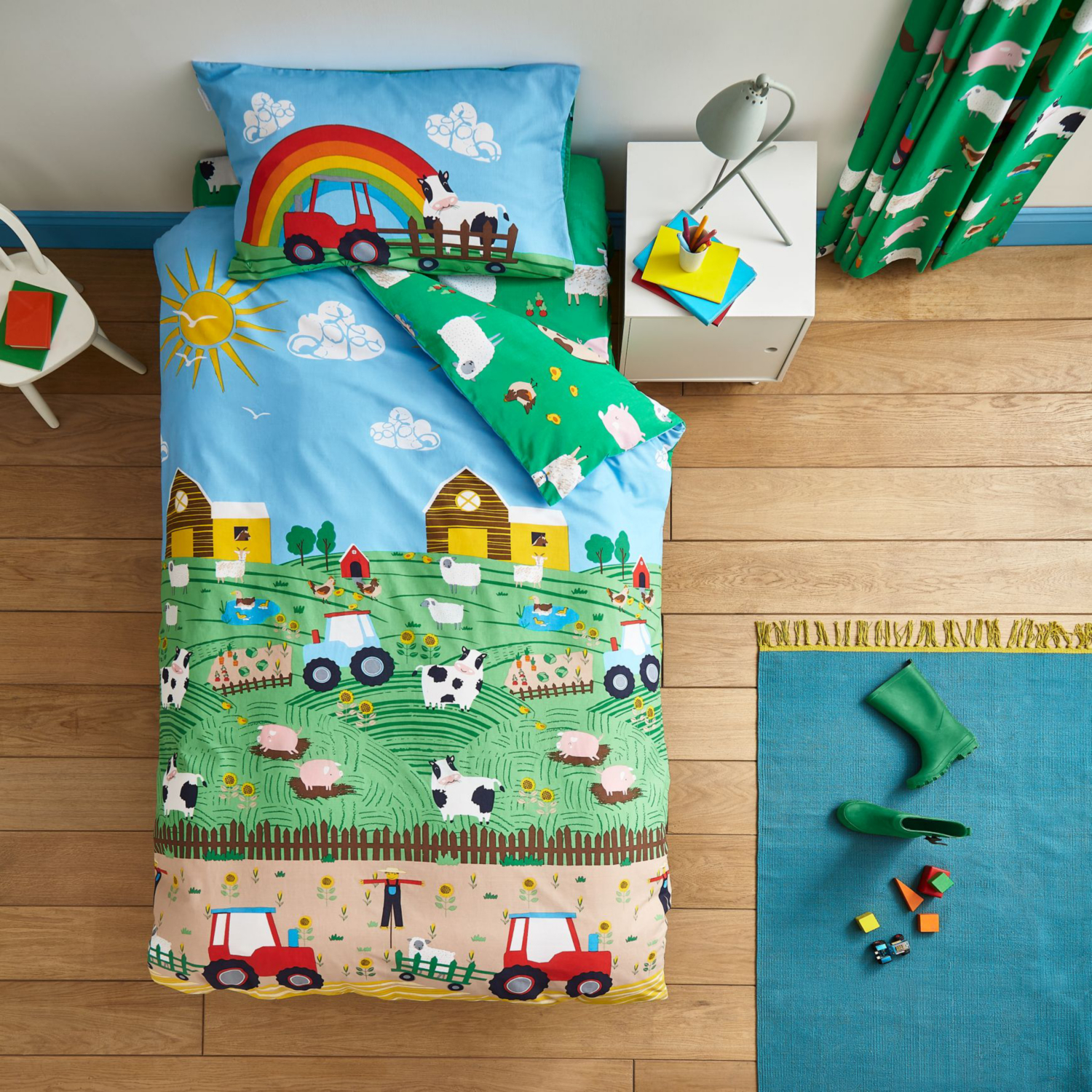 Cat Blue Catherine Lansfield Farmyard Animals Duvet Cover Set