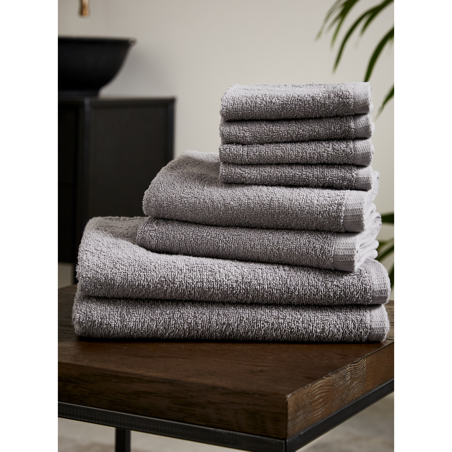 Catherine Lansfield Unisex Grey Quick Dry 100% Cotton Towel Bale Set In - Image 6
