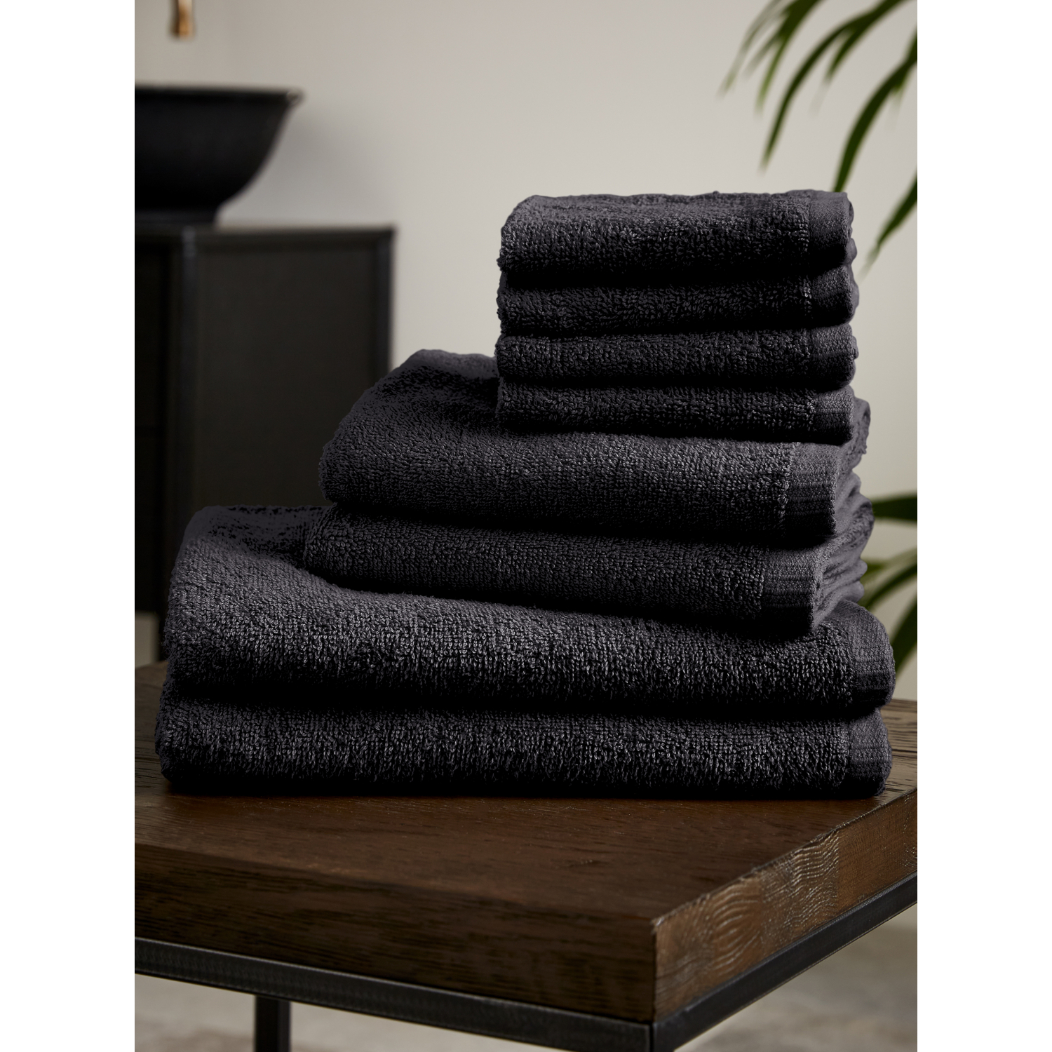 Catherine Lansfield (Black) Quick Dry 100% Cotton 8 Piece Towel Bale - Image 6